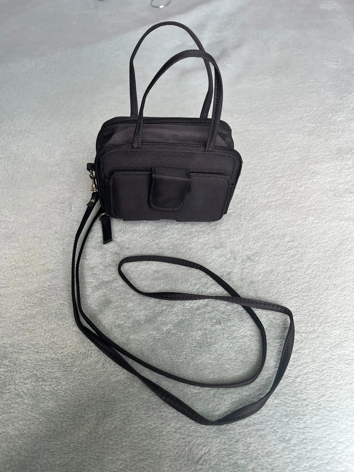 Mini sac à main / bandoulière noir multi-poches
